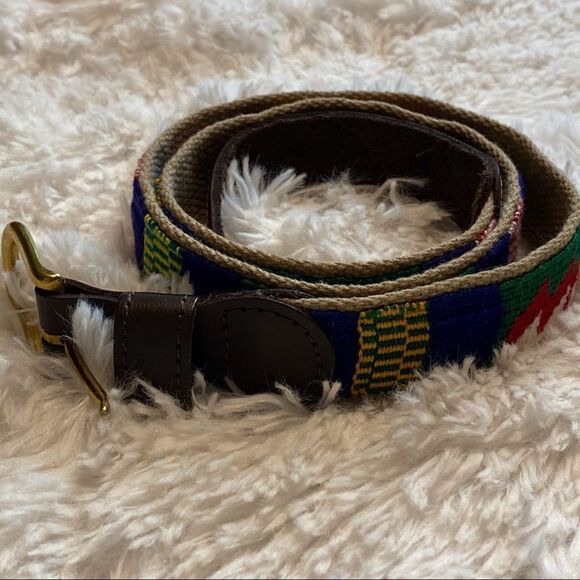 A Tail We Could Wag Colorful Woven and Brown Leather Belt - Picture 8 of 9